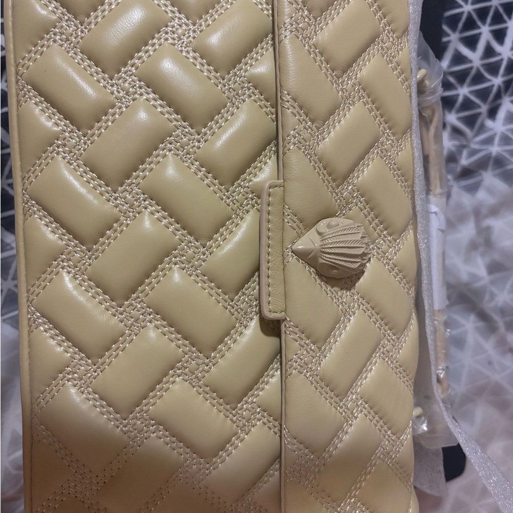 Cream Quilted purse with Chevron Pattern and Gold Hardware